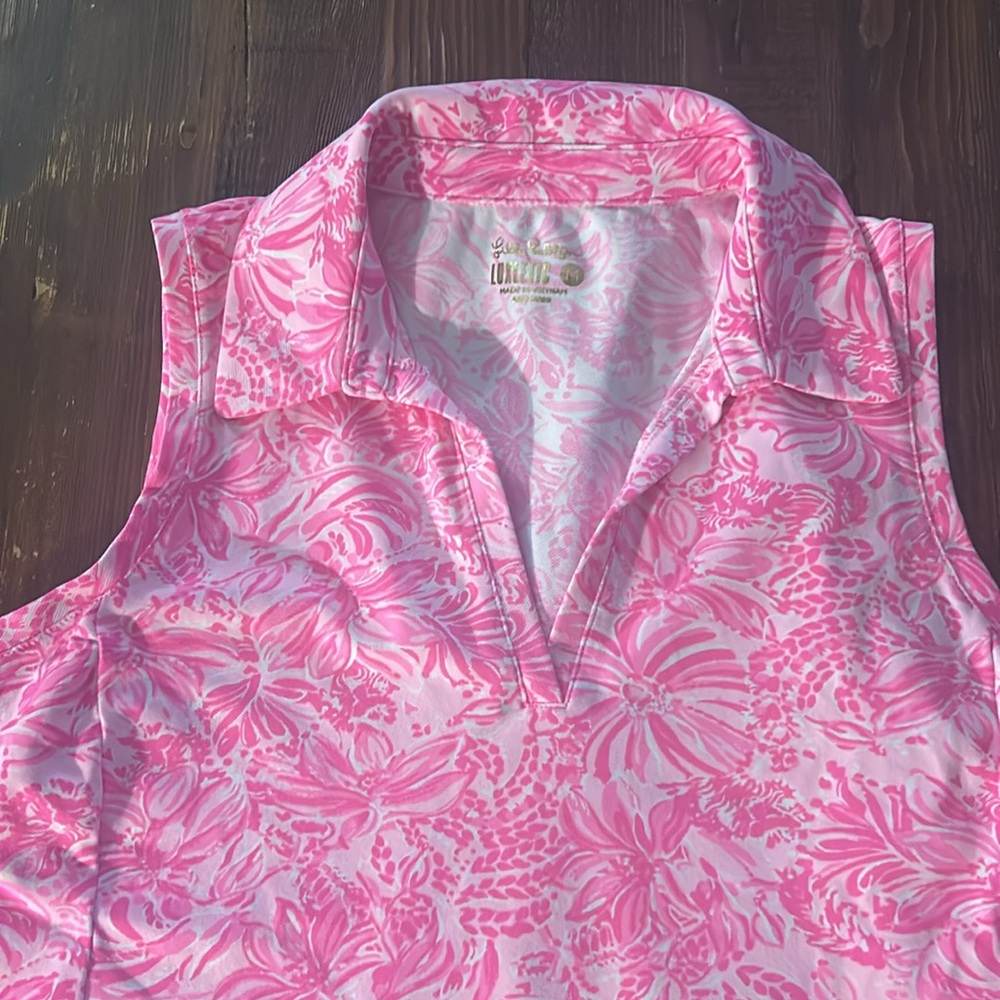 Lilly Pulitzer Pink Sleeveless V-Neck Printed Tank - Picture 8 of 14